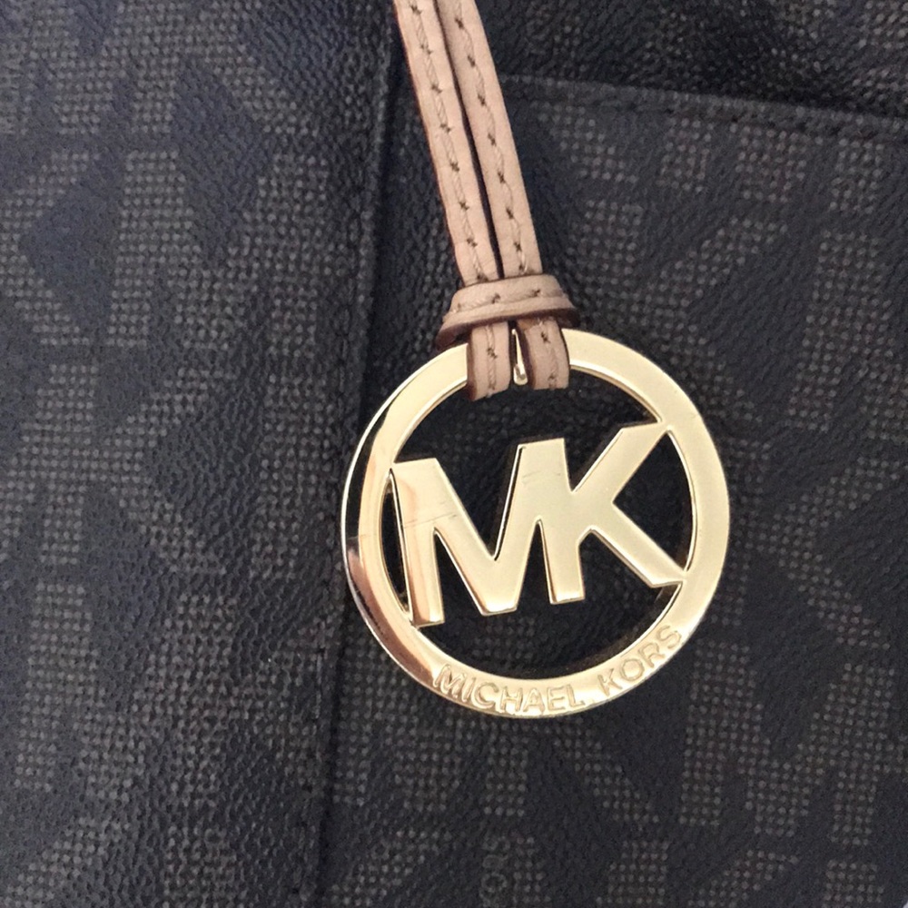 Michael Kors Brown Logo Tote with Cream Straps